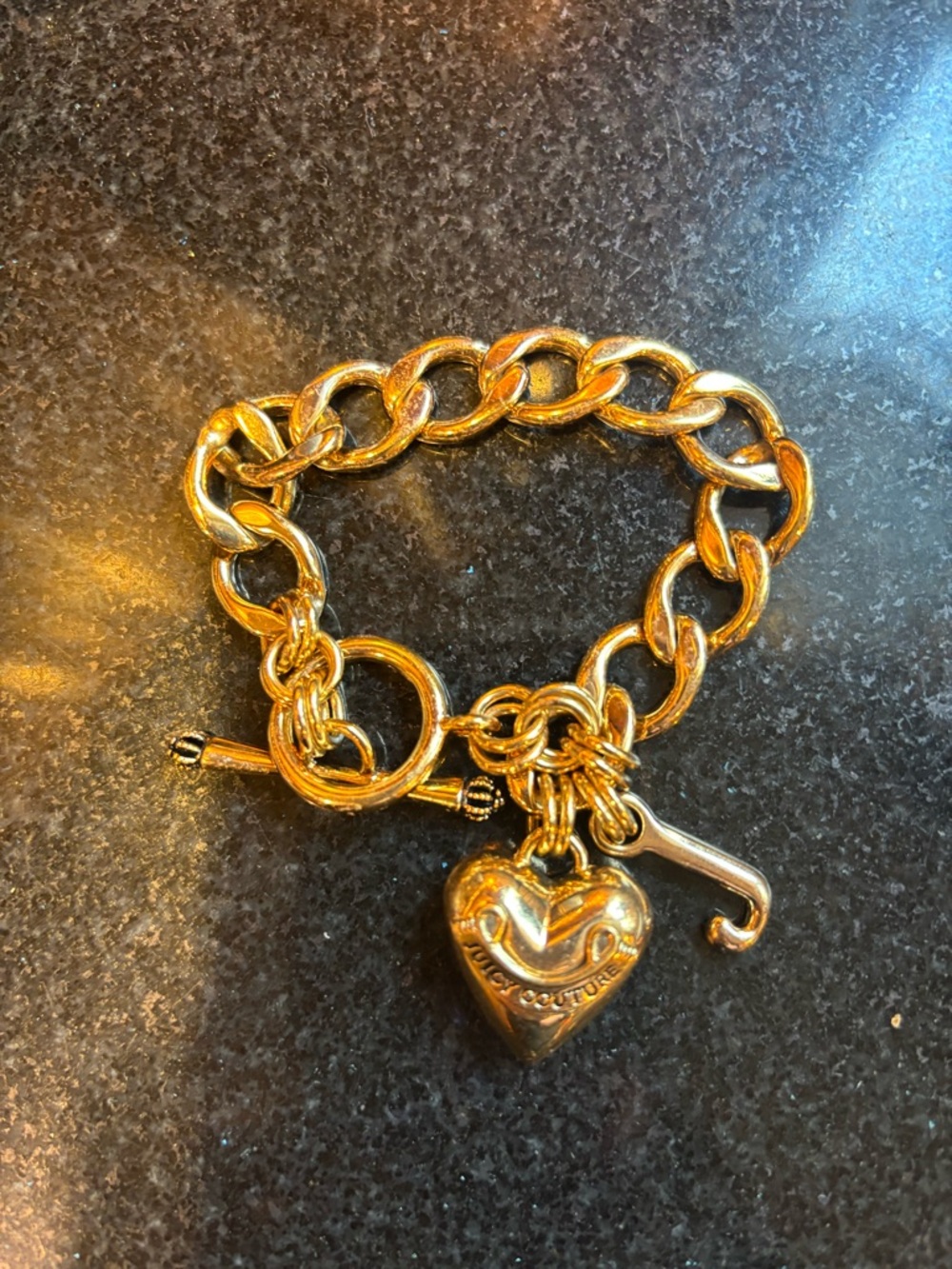 Juicy Couture Gold Heart Charm Toggle Bracelet